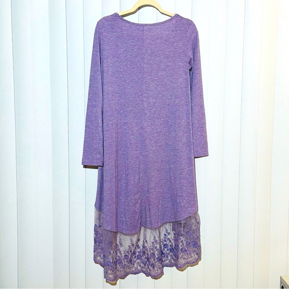 Purple Stretch High Low Stretch Lace Dress - Picture 3 of 6
